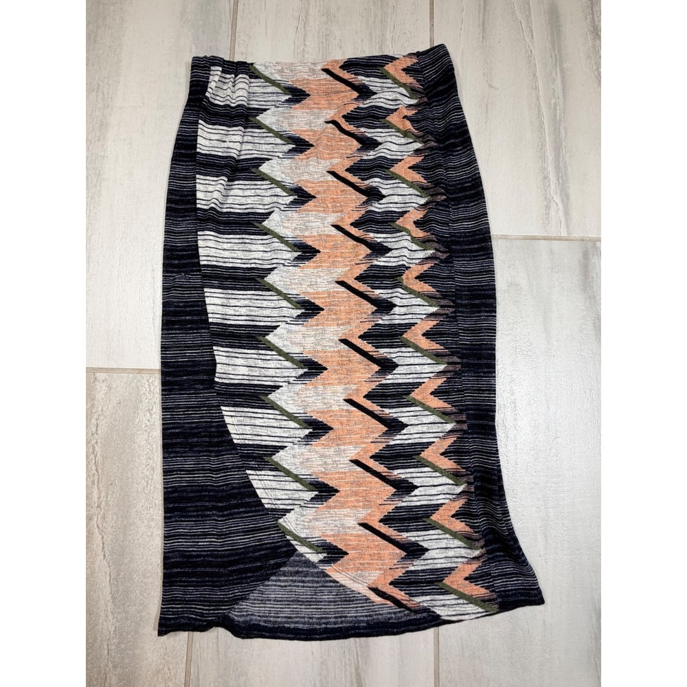Maeve Anthropologie Navy Chevron Space Dye Knit Tulip Hem Midi Skirt Medium
